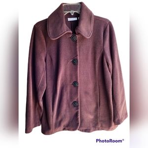 Susan Graver Brown Fleece Coat EUC Women's Size Small